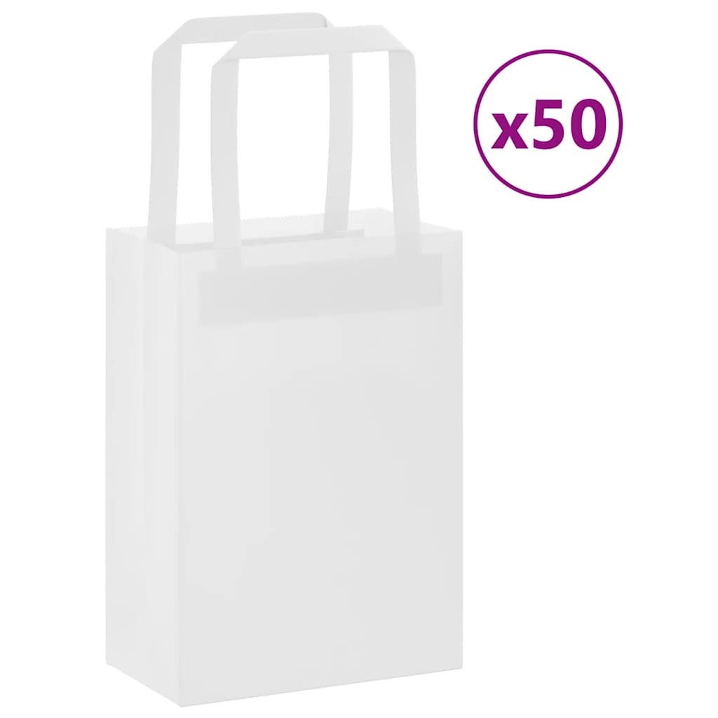 Papirnate vrećice 50 kom s ručkama bijele 15x8x21 cm
