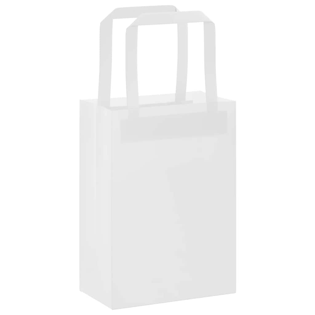 Papirnate vrećice 50 kom s ručkama bijele 15x8x21 cm