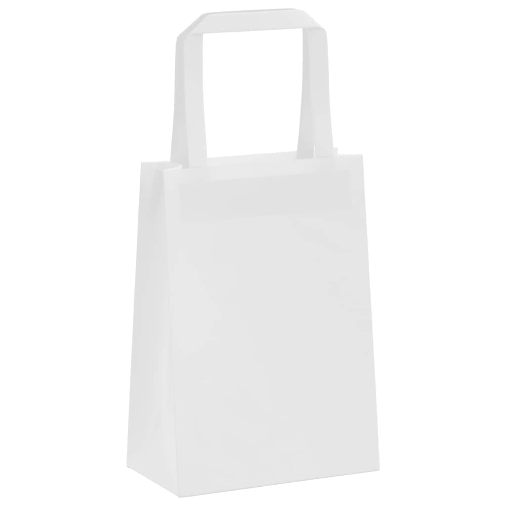 Papirnate vrećice 50 kom s ručkama bijele 15x8x21 cm