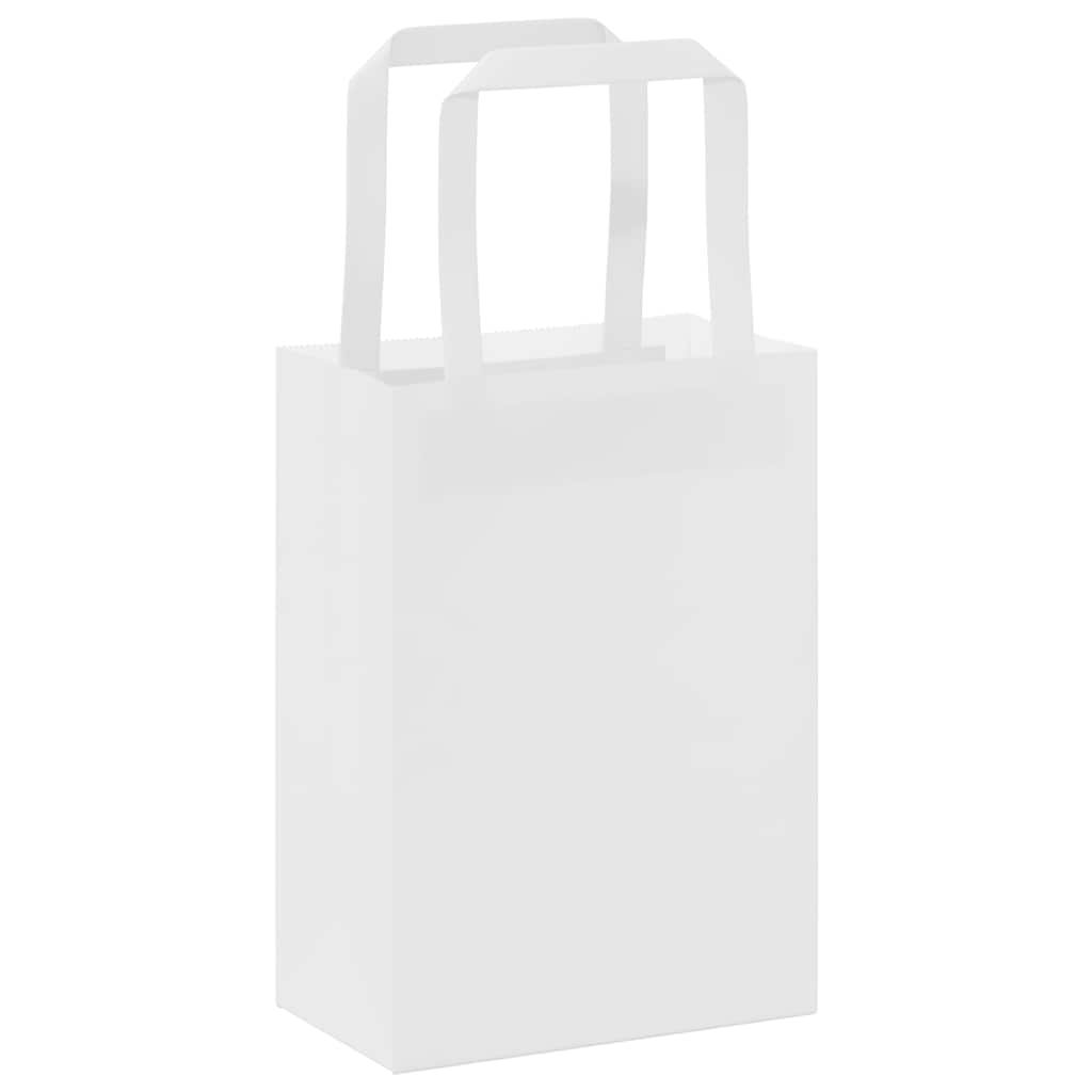 Papirnate vrećice 50 kom s ručkama bijele 15x8x21 cm