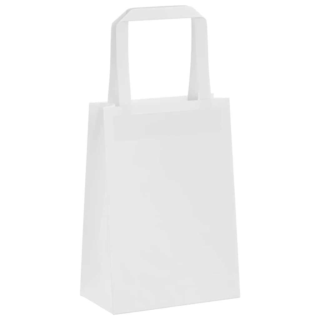 Papirnate vrećice 250 kom s ručkama bijele 15x8x21 cm