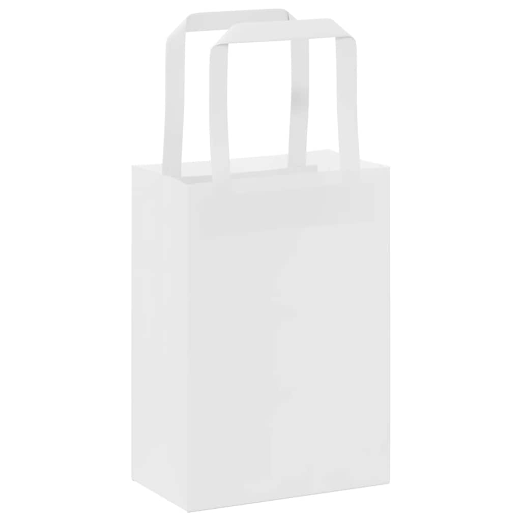 Papirnate vrećice 250 kom s ručkama bijele 15x8x21 cm