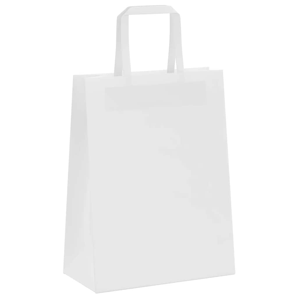 Papirnate vrećice 250 kom s ručkama bijele 21x11x28 cm