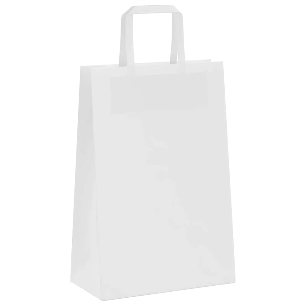 Papirnate vrećice 250 kom s ručkama bijele 21x11x31 cm