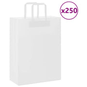 Papirnate vrećice 250 kom s ručkama bijele 26x12x35 cm