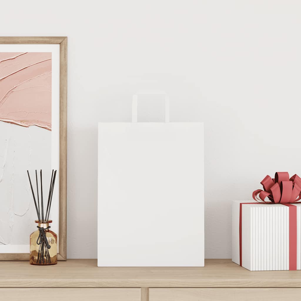 Papirnate vrećice 250 kom s ručkama bijele 26x12x35 cm