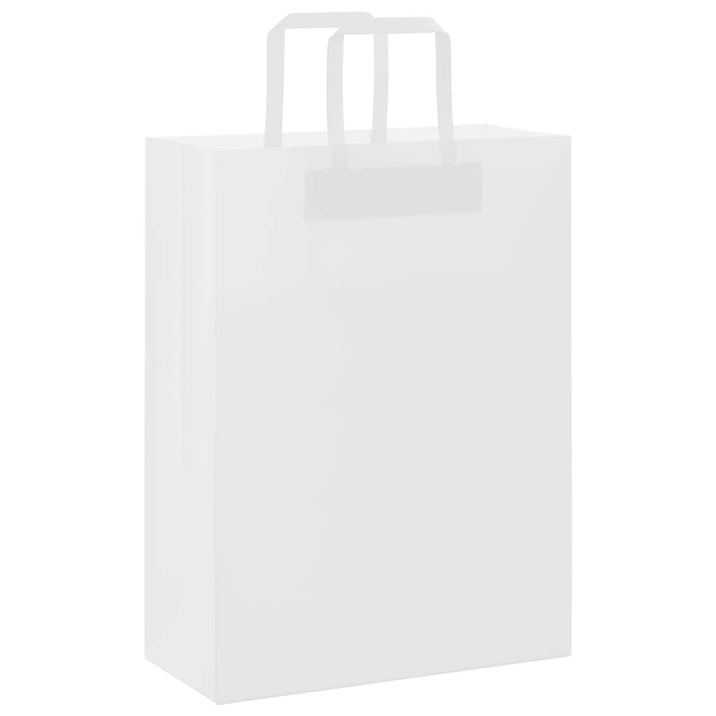 Papirnate vrećice 250 kom s ručkama bijele 26x12x35 cm