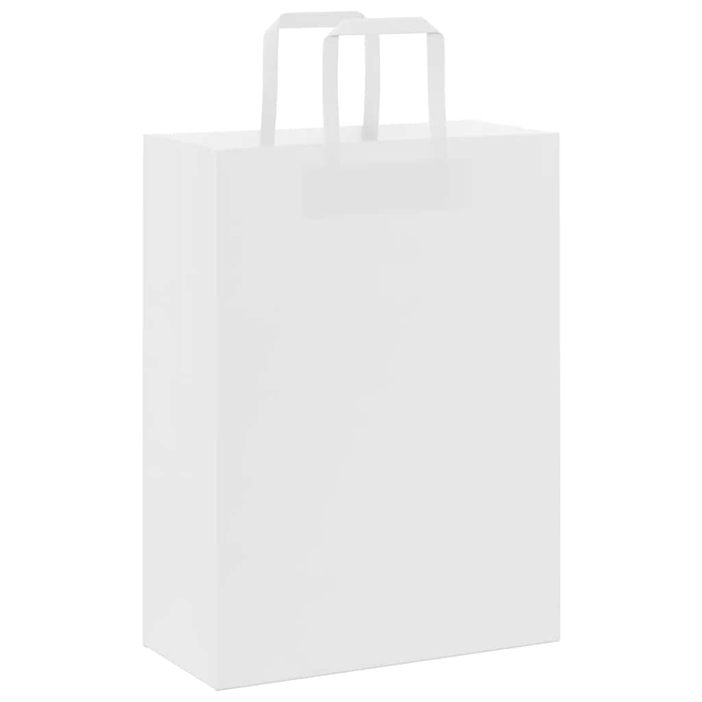 Papirnate vrećice 250 kom s ručkama bijele 26x12x35 cm