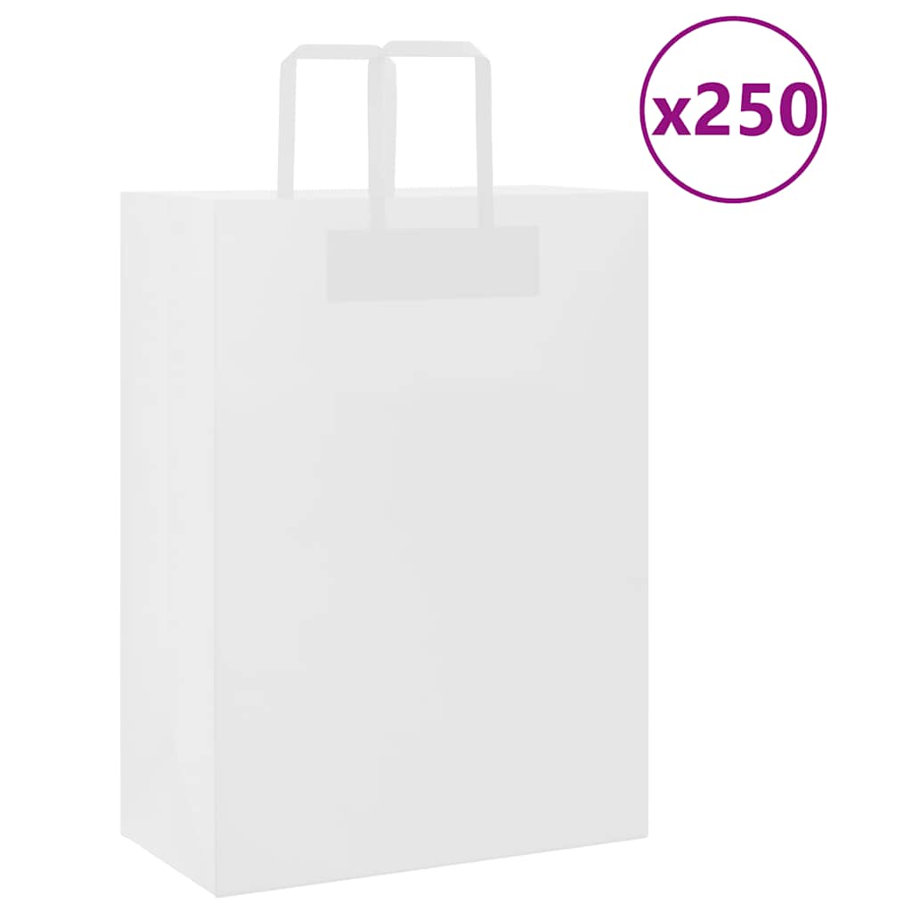Papirnate vrećice 250 kom s ručkama bijele 32x17x44 cm