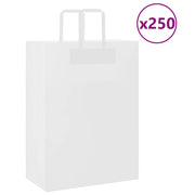 Papirnate vrećice 250 kom s ručkama bijele 32x17x44 cm
