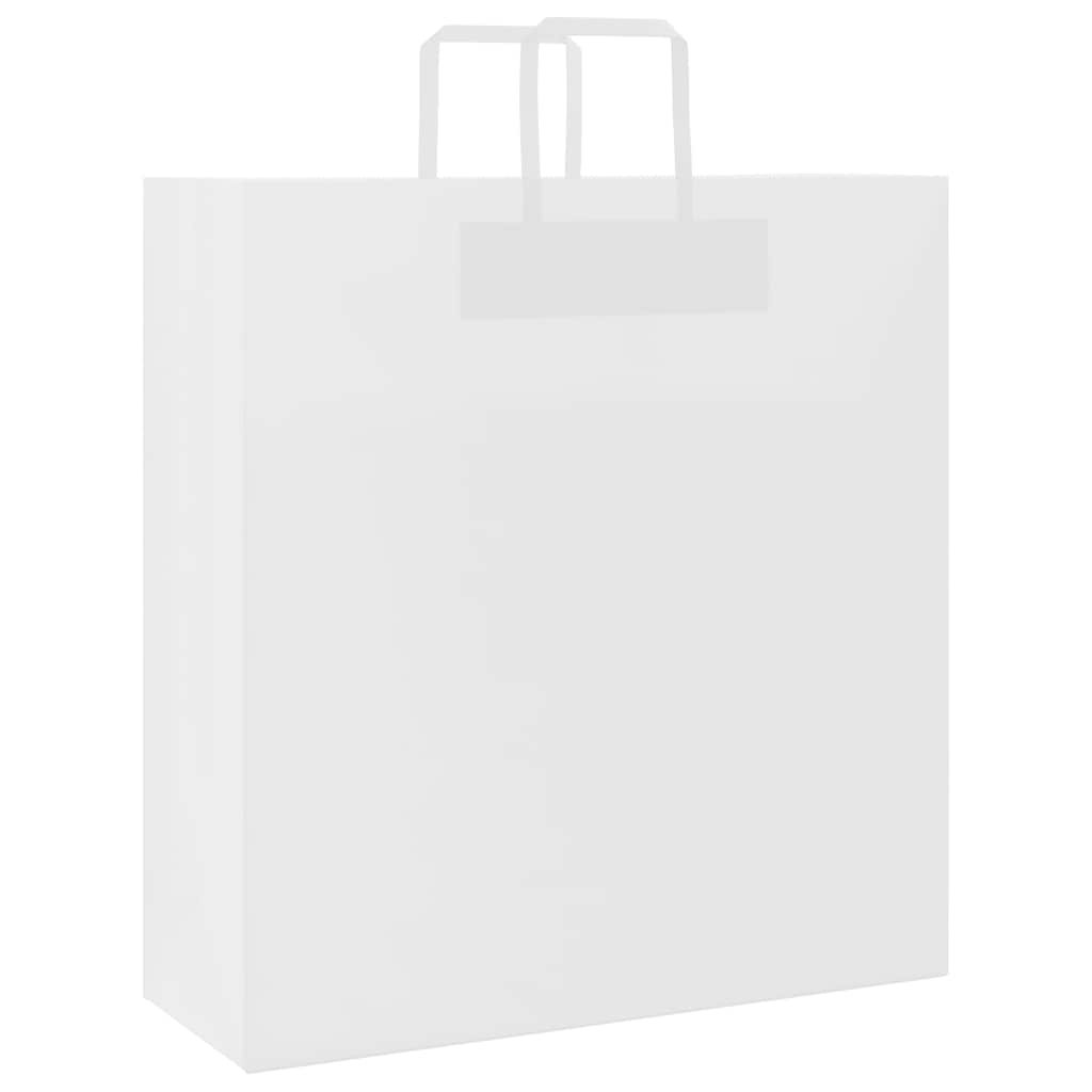Papirnate vrećice 250 kom s ručkama bijele 45x17x48 cm