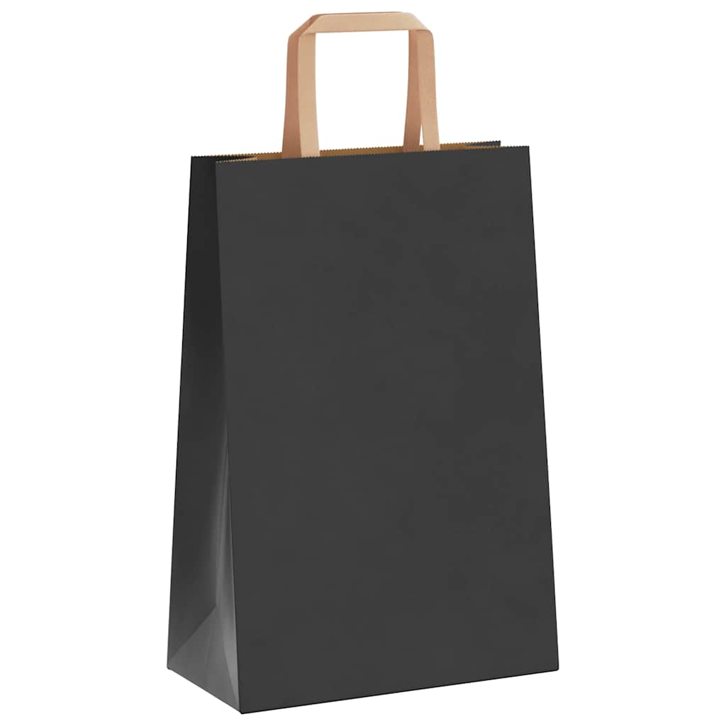 Papirnate vrećice 250 kom s ručkama crne 21x11x31 cm