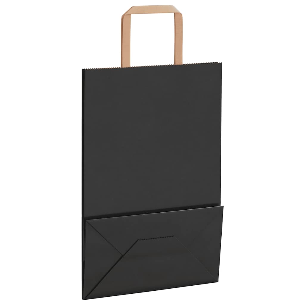 Papirnate vrećice 250 kom s ručkama crne 21x11x31 cm
