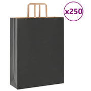 Papirnate vrećice 250 kom s ručkama crne 32x12x42 cm