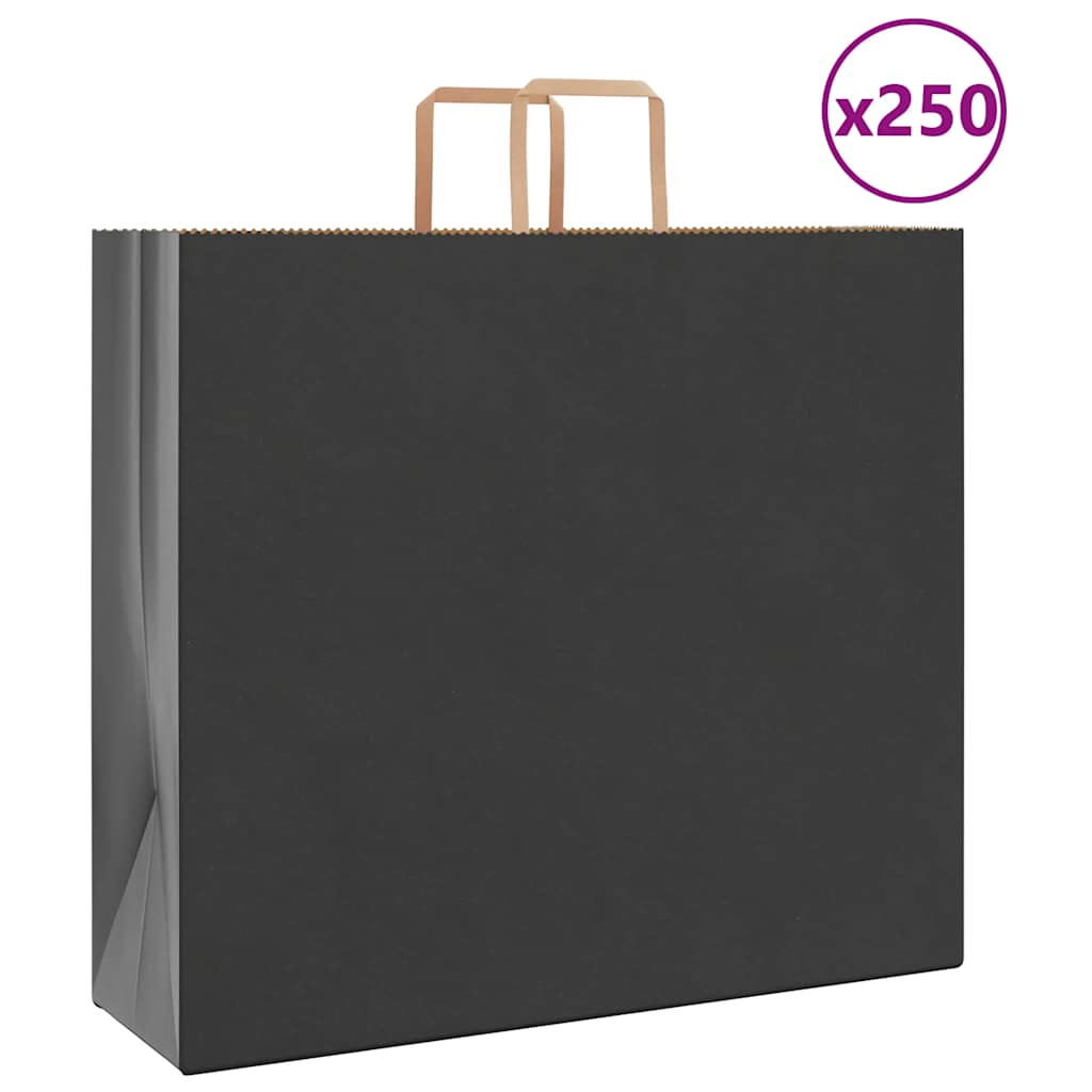 Papirnate vrećice 250 kom s ručkama crne 54x15x49 cm
