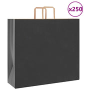 Papirnate vrećice 250 kom s ručkama crne 54x15x49 cm