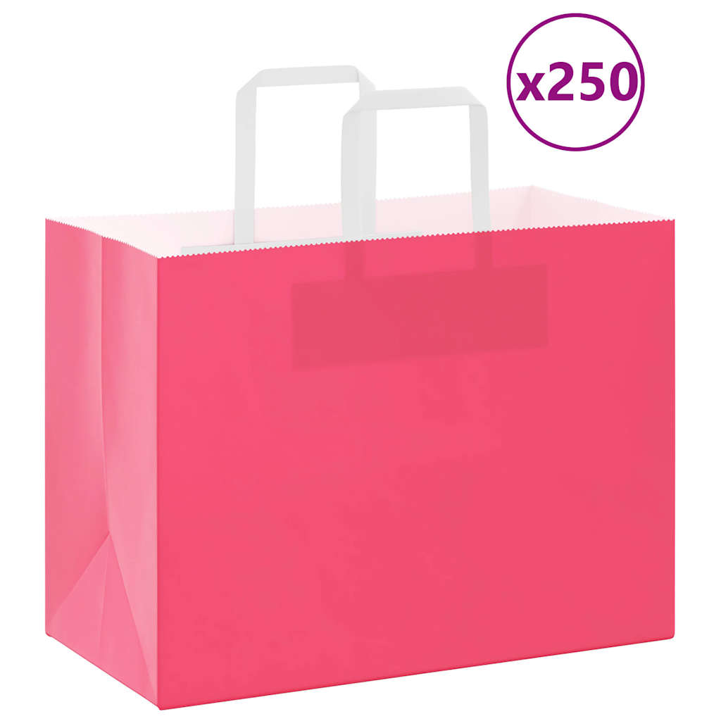Papirnate vrećice 250 kom s ručkama ružičaste 32x17x25 cm
