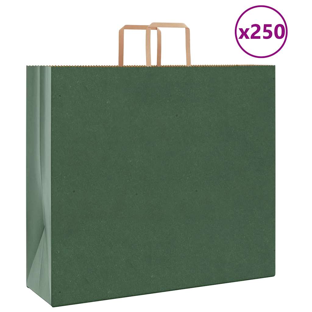Papirnate vrećice 250 kom s ručkama zelene 54x15x49 cm