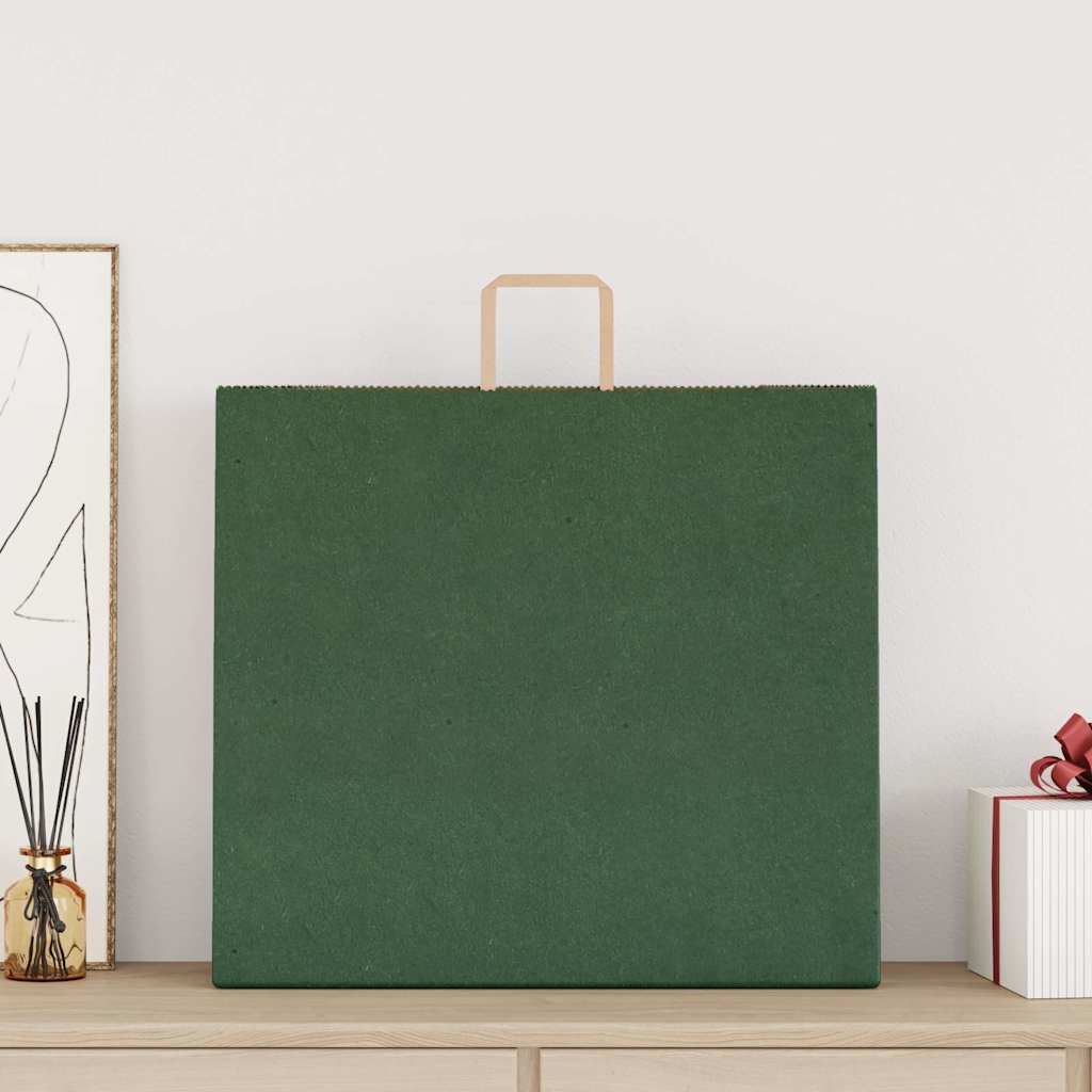 Papirnate vrećice 250 kom s ručkama zelene 54x15x49 cm