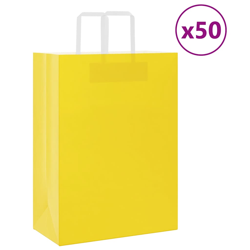 Papirnate vrećice 50 kom s ručkama žute 32x17x44 cm