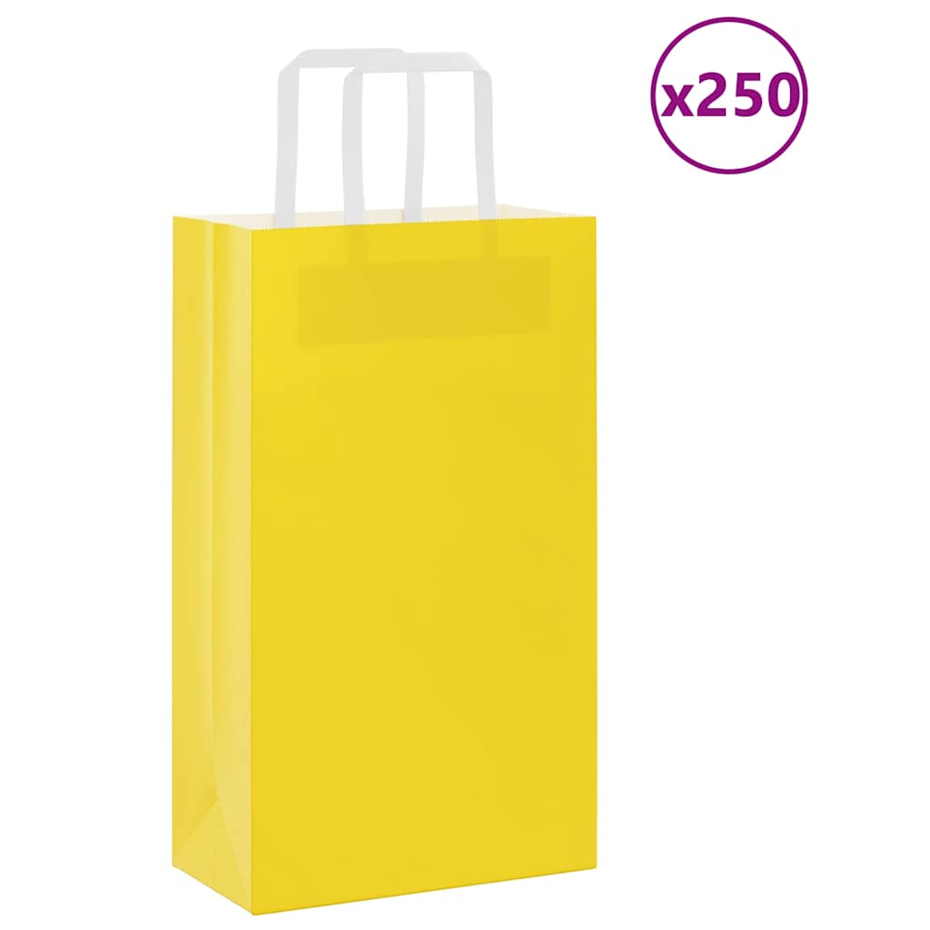 Papirnate vrećice 250 kom s ručkama žute 21x11x36 cm