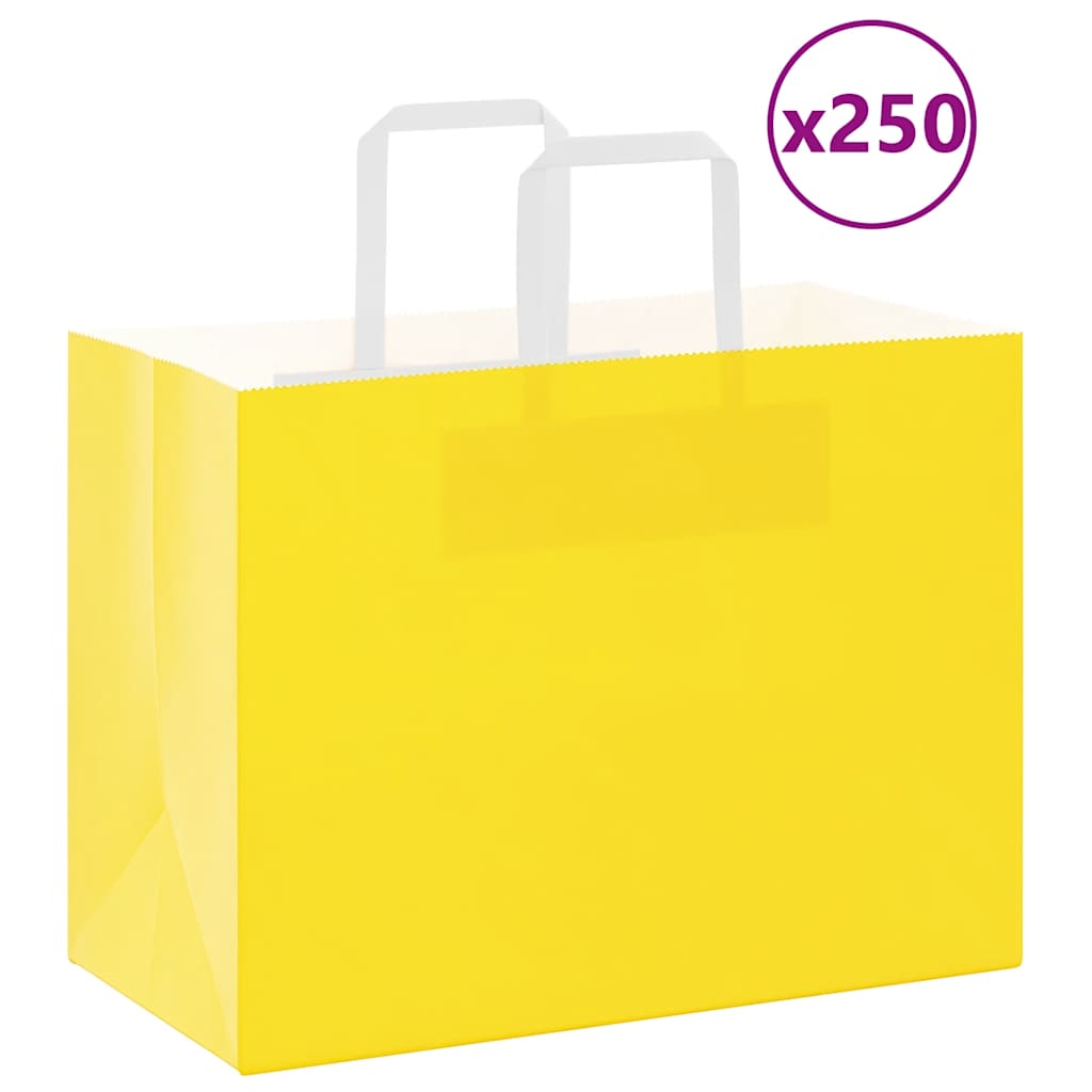 Papirnate vrećice 250 kom s ručkama žute 32x17x25 cm