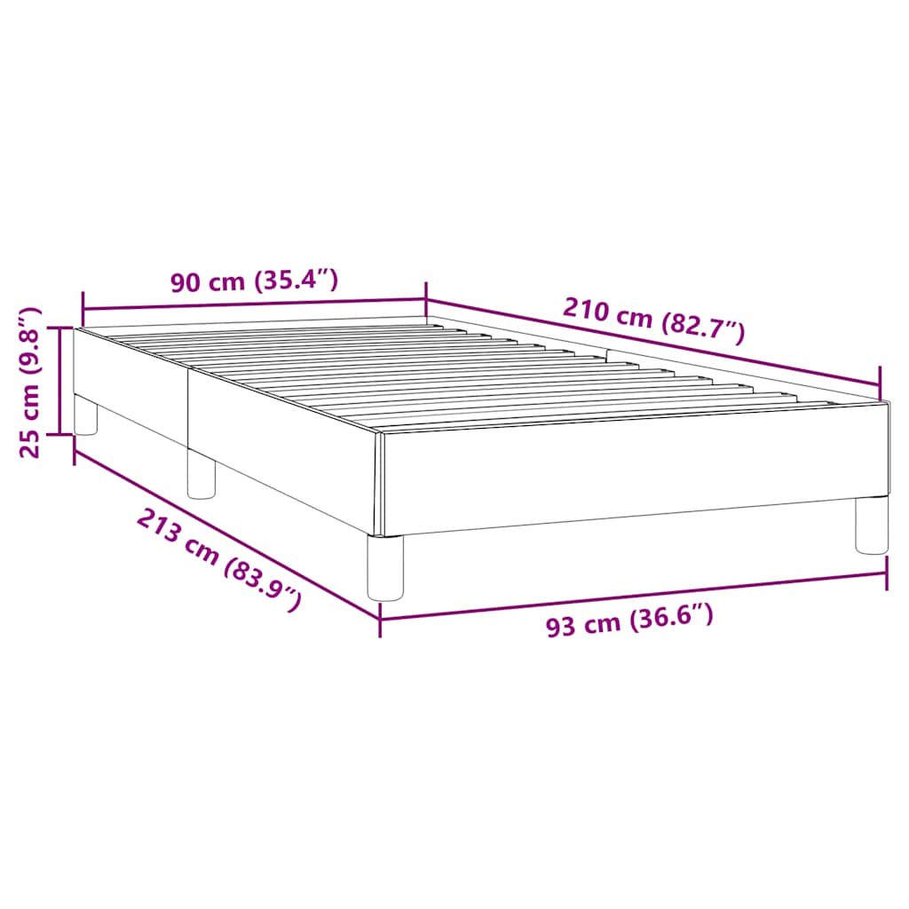 Box Spring krevet bez madraca tamnoplavi 90x210 cm samt