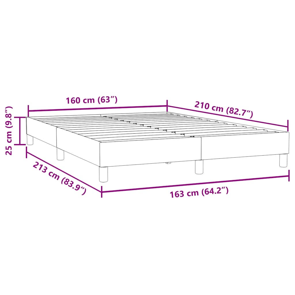Box Spring krevet bez madraca tamno sivi 160x210 cm samt