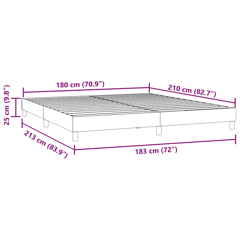 Box Spring krevet bez madraca crni 180x210 cm samt