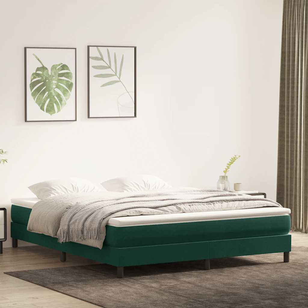 Krevet s oprugama bez madracem tamnozeleni 180x210cm baršunasti