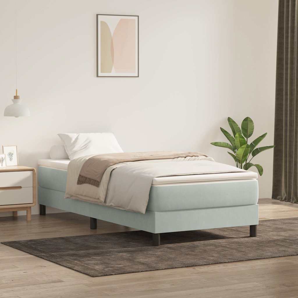 Box Spring krevet bez madracem svijetlo sivi 80x220 cm samt