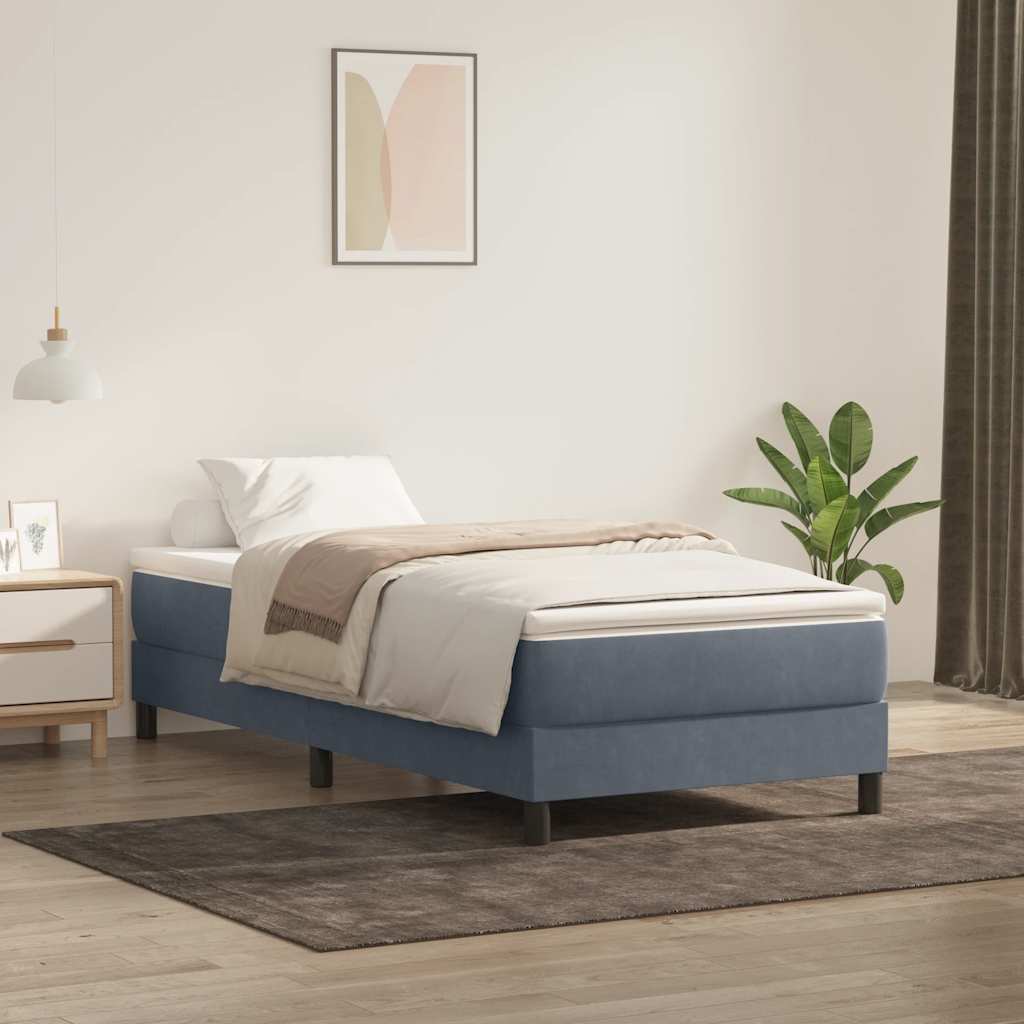 Box spring krevet bez madracem tamnosivi 80 x 220 cm baršunasti
