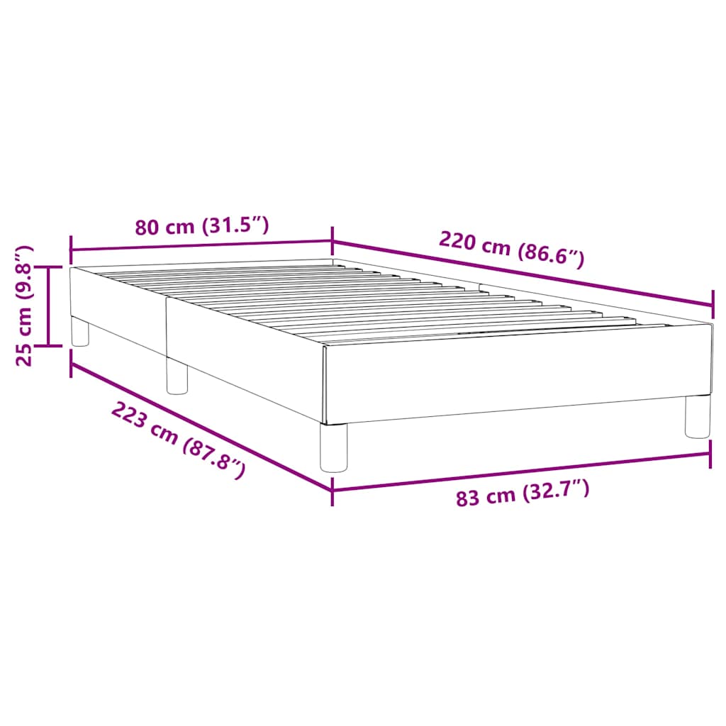 Box spring krevet bez madracem crni 80 x 220 cm baršunasti