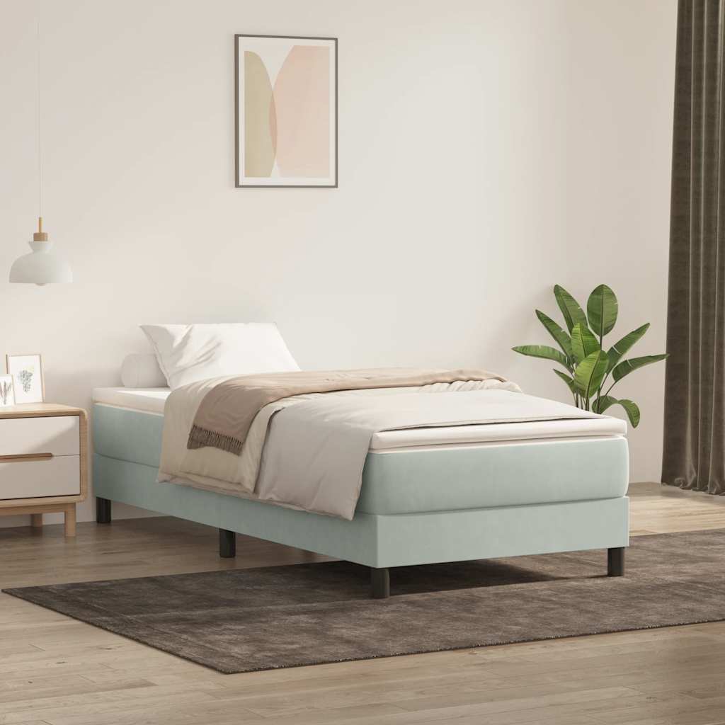 Box Spring krevet bez madracem svijetlo sivi 90x220 cm baršun