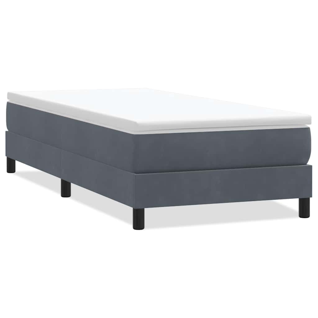 Box spring krevet bez madracem tamnosivi 90x220 cm baršunasti
