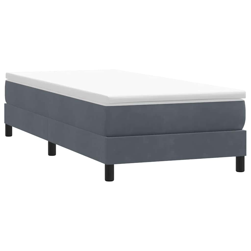 Box spring krevet bez madracem tamnosivi 90x220 cm baršunasti