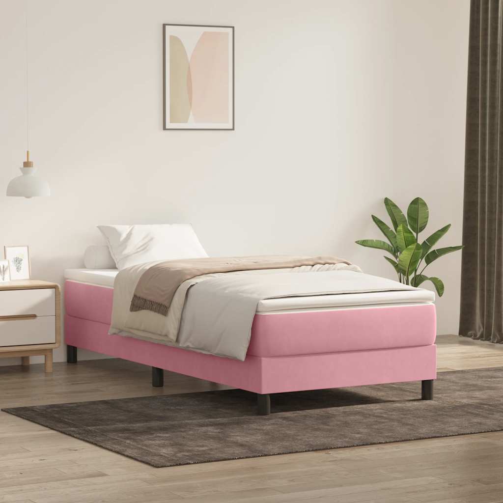 Box spring krevet bez madracem ružičasti 90x220 cm baršunasti