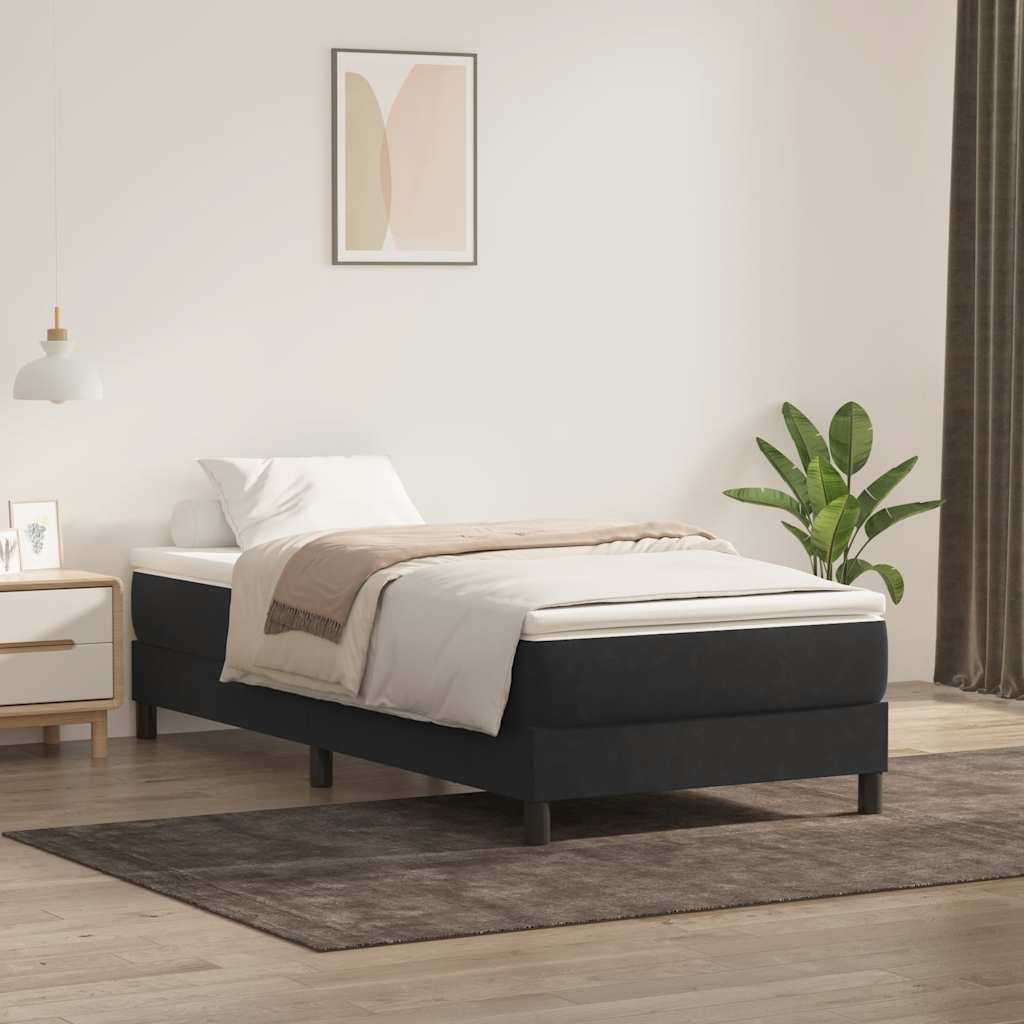 Box Spring krevet bez madracem crni 100x220 cm samt