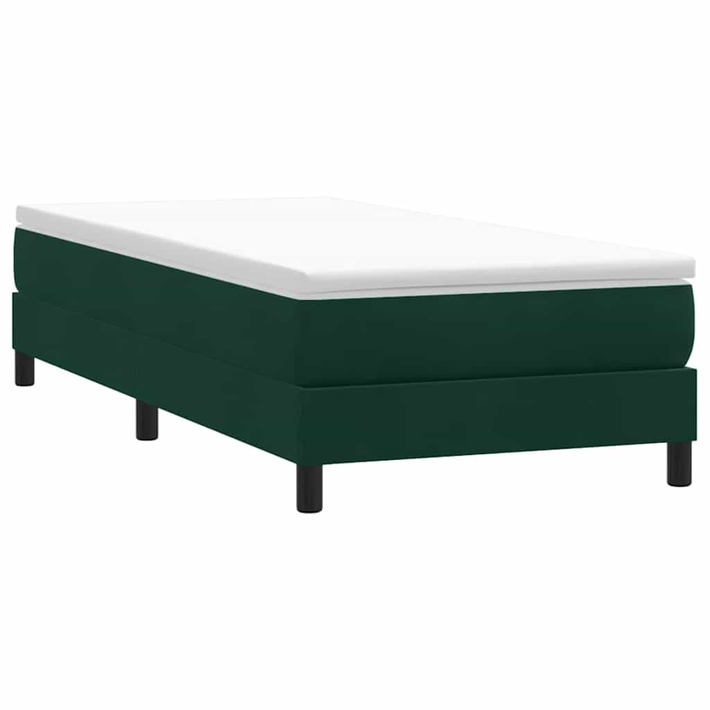 Box Spring krevet bez madracem tamno zeleni 100x220 cm baršun