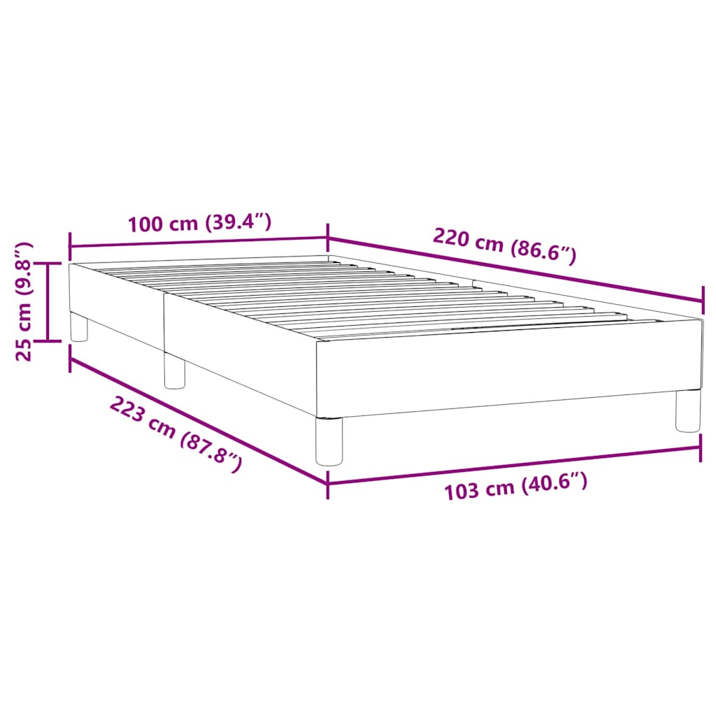 Box Spring krevet bez madracem tamno zeleni 100x220 cm baršun