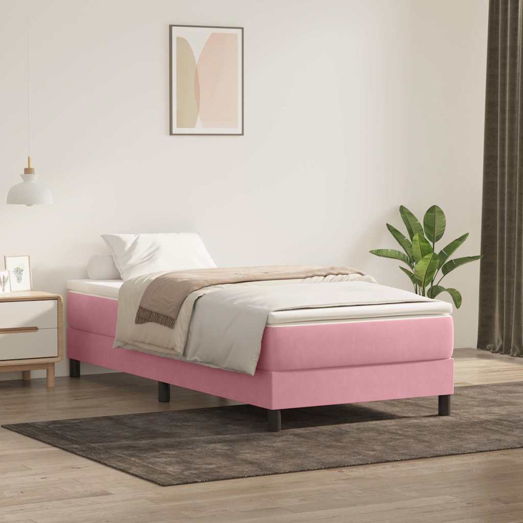 Box Spring krevet bez madracem ružičasti 100x220 cm baršun