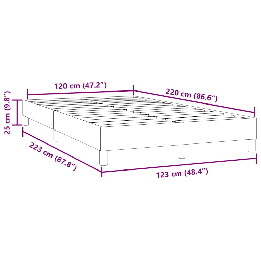Box Spring krevet bez madracem crni 120x220 cm samt