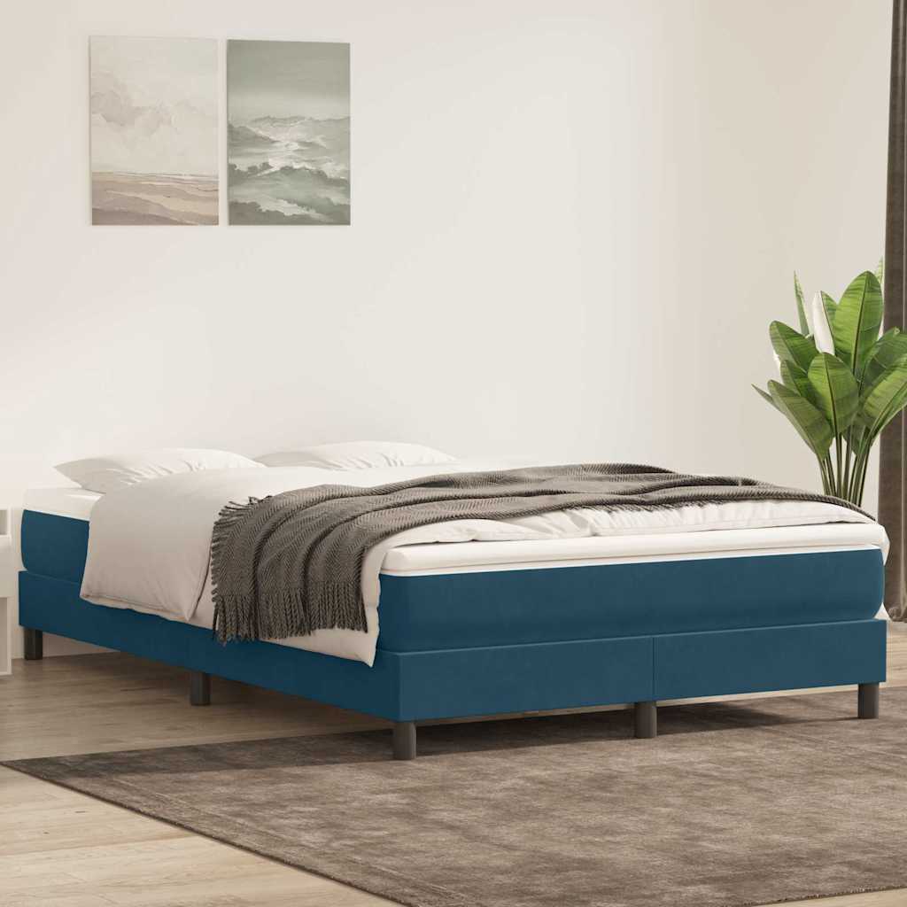 Box Spring krevet bez madracem tamnoplavi 140x220 cm baršun