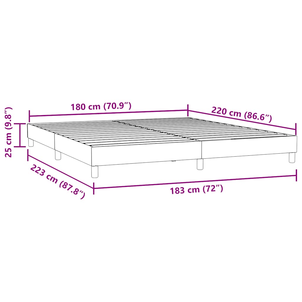 Box Spring krevet bez madracem tamnoplavi 180x220 cm baršun