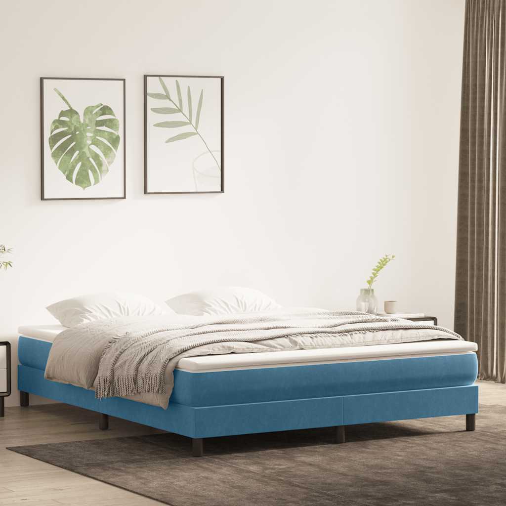 Box Spring krevet bez madracem tamnoplavi 180x220 cm baršun