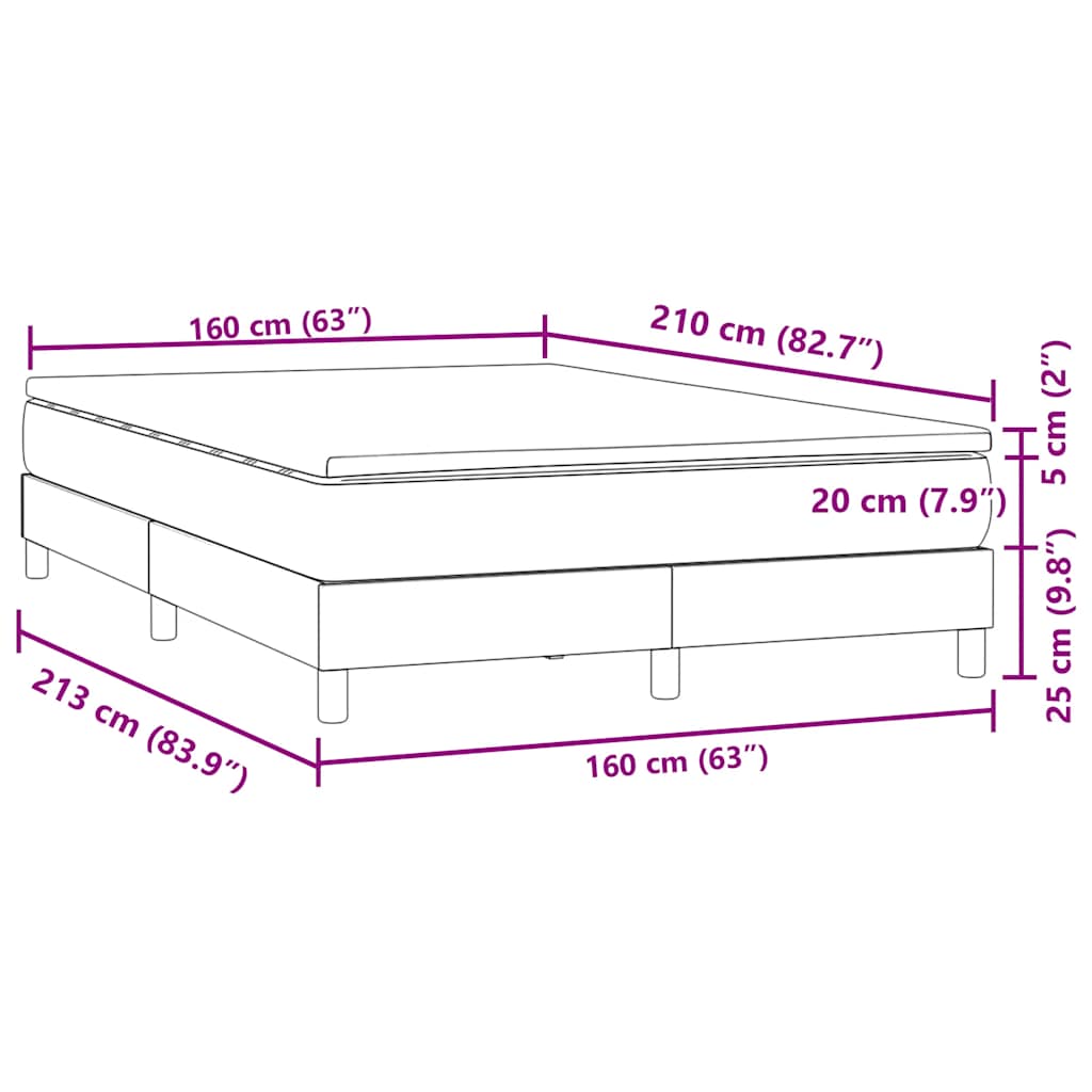 Krevet s oprugama i madracem svjetlosivi 160x210 cm baršunasti