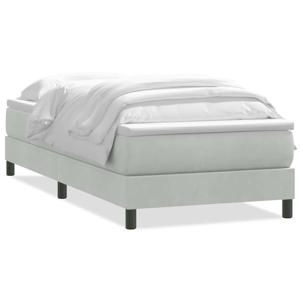 Box Spring krevet s madracem svijetlo sivi 80x220 cm samt