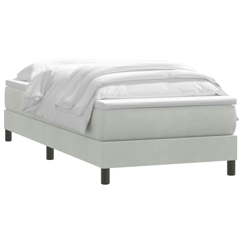 Box Spring krevet s madracem svijetlo sivi 90x220 cm baršun