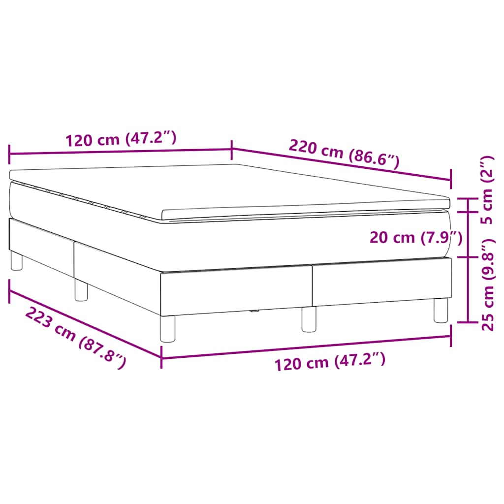 Box Spring krevet s madracem ružičasti 120x220 cm samt