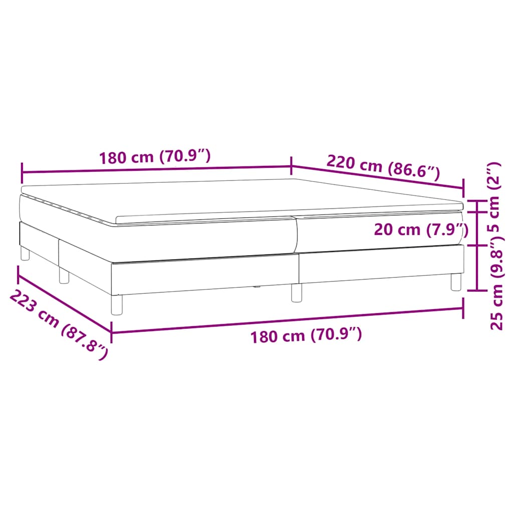 Box Spring krevet s madracem tamno zeleni 180x220 cm baršun